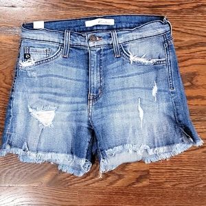 Women's KanCan Midrise Distressed Denim Jean Shorts, size 25